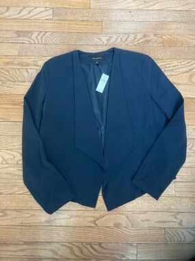 Banana Republic Navy Open-Front Draped Blazer